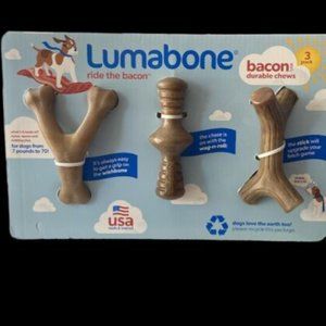 LUMABONE Durable Chew Toys, Bacon Flavored, 3 pk., LIMITED SUPPLY
